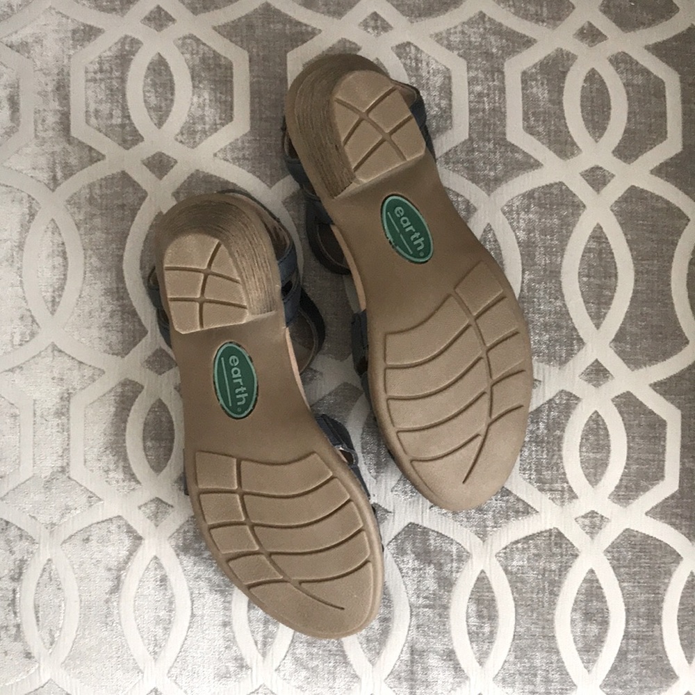 Earth Origins Marietta Capella Leather Sandals Admiral Blue 2” Heel Size 7M NWOT - Picture 6 of 8